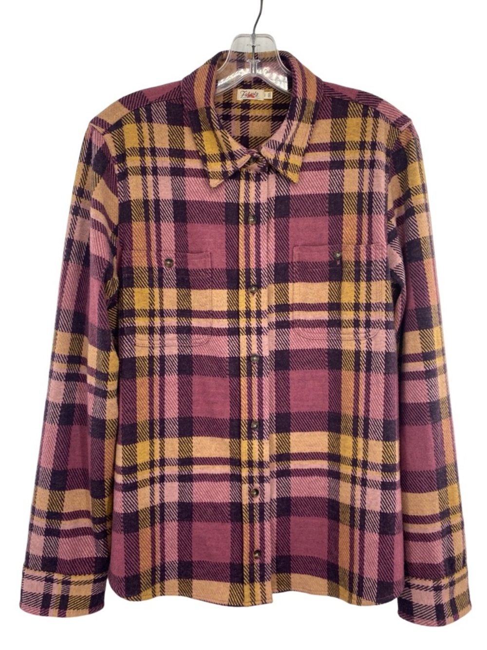 Faherty Legend Sweater Button Down Shirt in Lolita Plaid Flannel Large